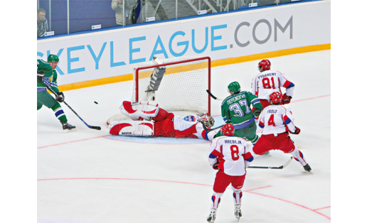 Лига чемпионов по хоккею с шайбой. Уфа, 2008. Матч между клубами  “Салават Юлаев” и “Маунтфилд” (Чехия)