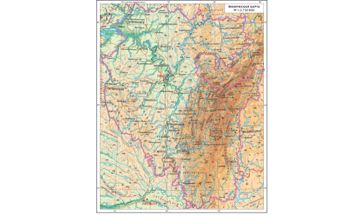 Физическая карта Республики Башкортостан